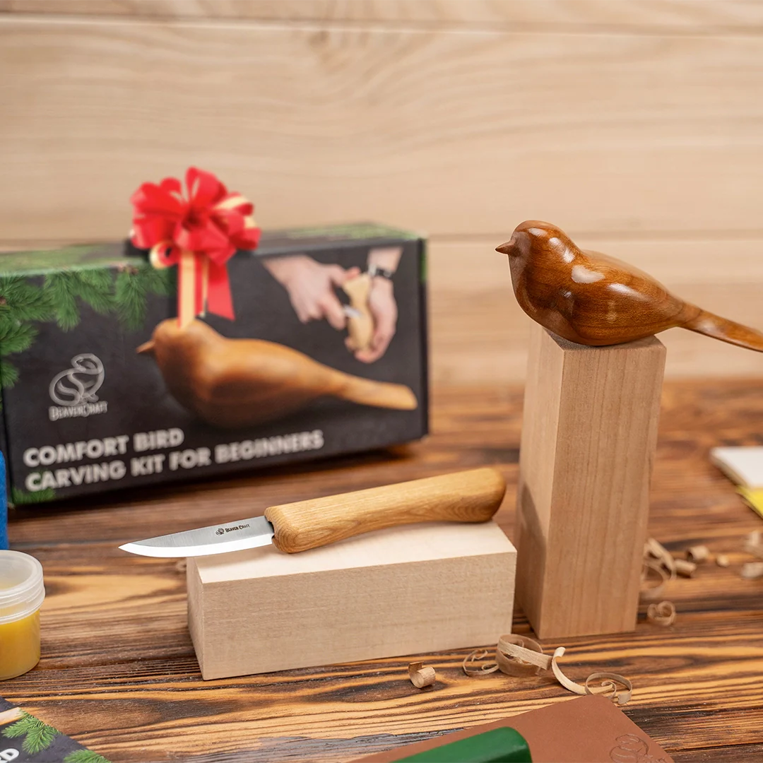 Набір для різьблення по дереву BeaverCraft DIY01 «Пташка» для початківців — ідея для подарунка - Зображення 4