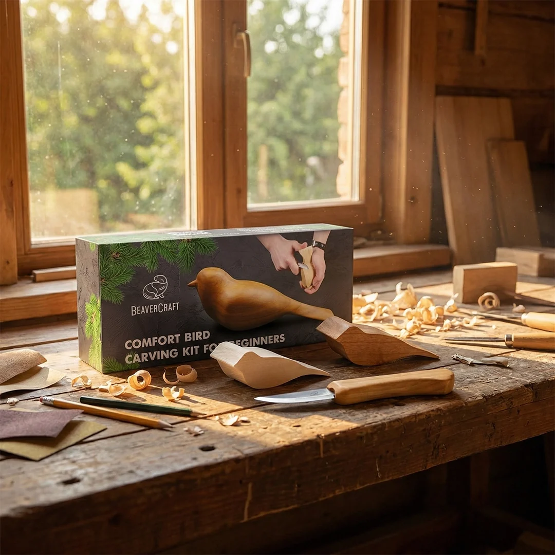Набір для різьблення по дереву BeaverCraft DIY01 «Пташка» для початківців — ідея для подарунка - Зображення 13