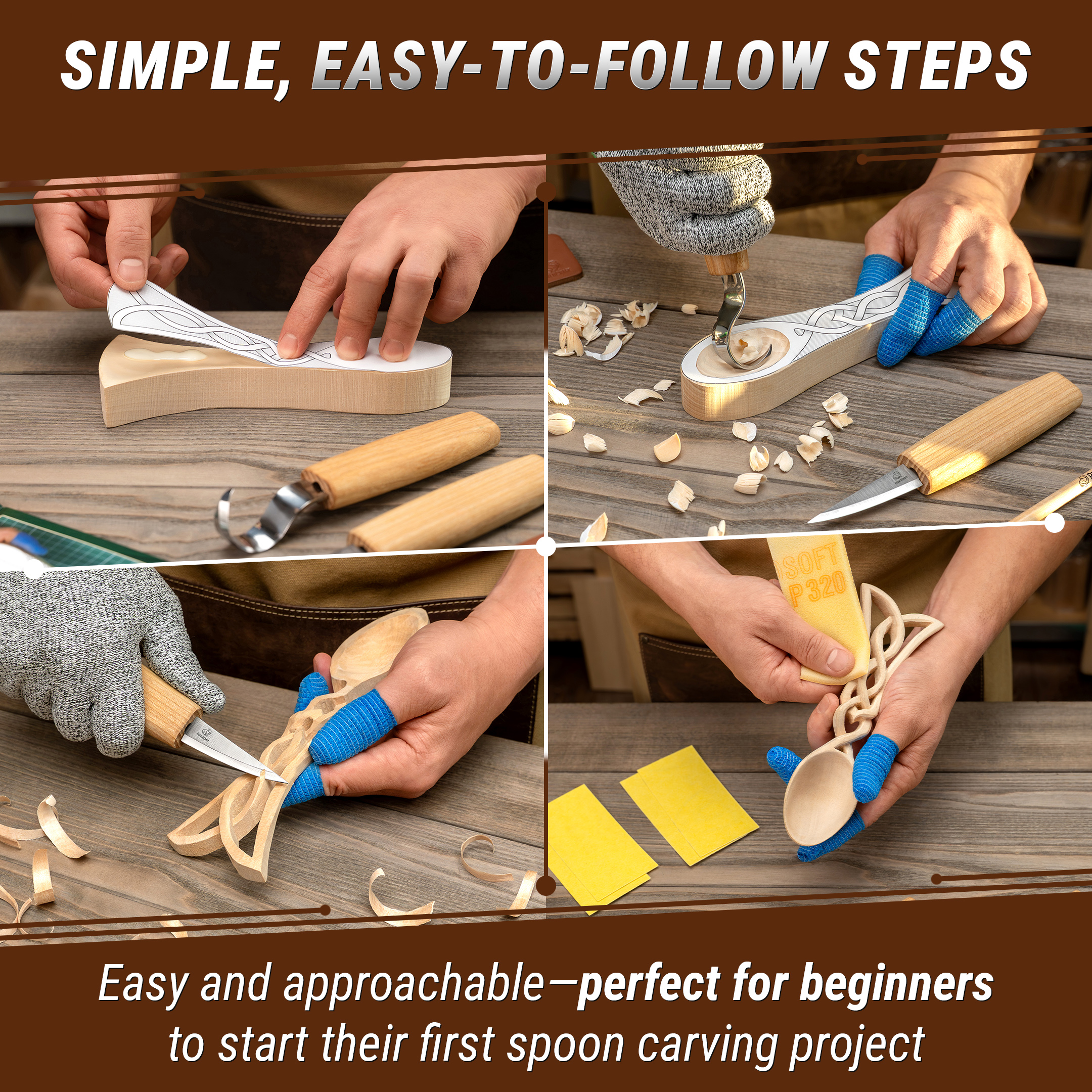 DIY04 - Набор для вырезания кельтской ложки для начинающих: взрослых, подростков и детей — изображение 9