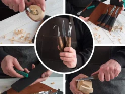 Alternative view of S14X - Преміум набір з ножа, ложкоріза та стамески з горіховими ручками для вирізання ложок