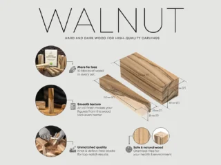 Набір заготовок із горіха для різьблення по дереву, 10 шт. — BW10 Walnut - Зображення 6